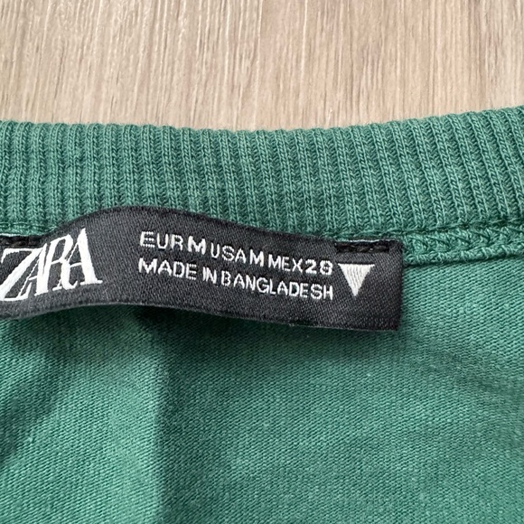 Zara Dark Green Ruched Short Sleeve Tee - Picture 3 of 5